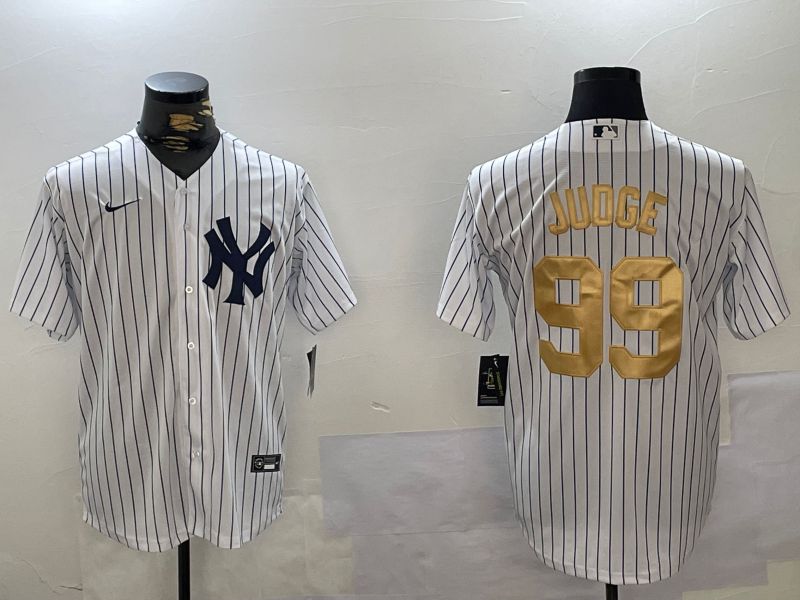 Men New York Yankees #99 Judge White Stripe Fashion Nike 2024 MLB Jersey style 13->new york yankees->MLB Jersey